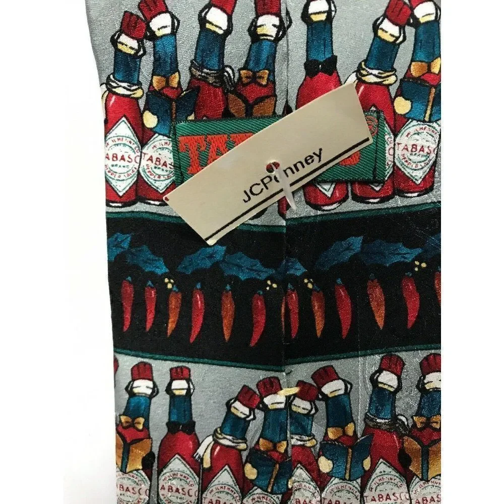 Tabasco Mens Necktie Tie Silk Hot Sauce Novelt New